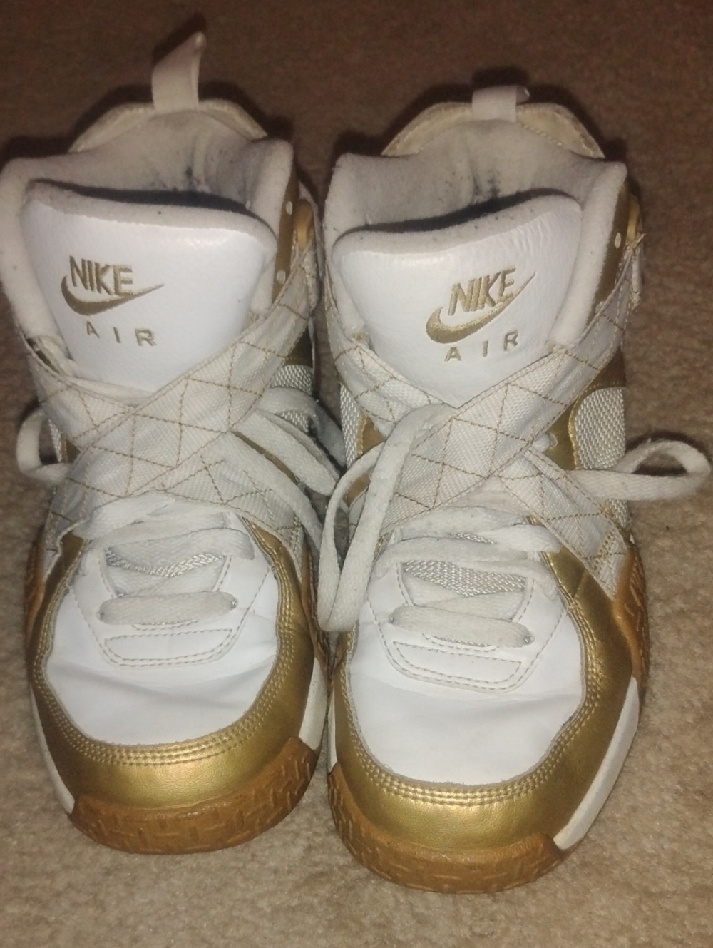 Nike Mens Air Raid White and Gold High-Top Sneakers